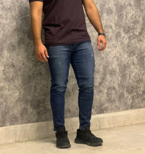 شلوار لی اسکینی مردانه تمام کش طرح زاب ابی سنگشور