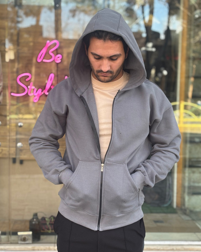 سویشرت جلو زیپ پنبه 3 نخ توکرکی بیسیک