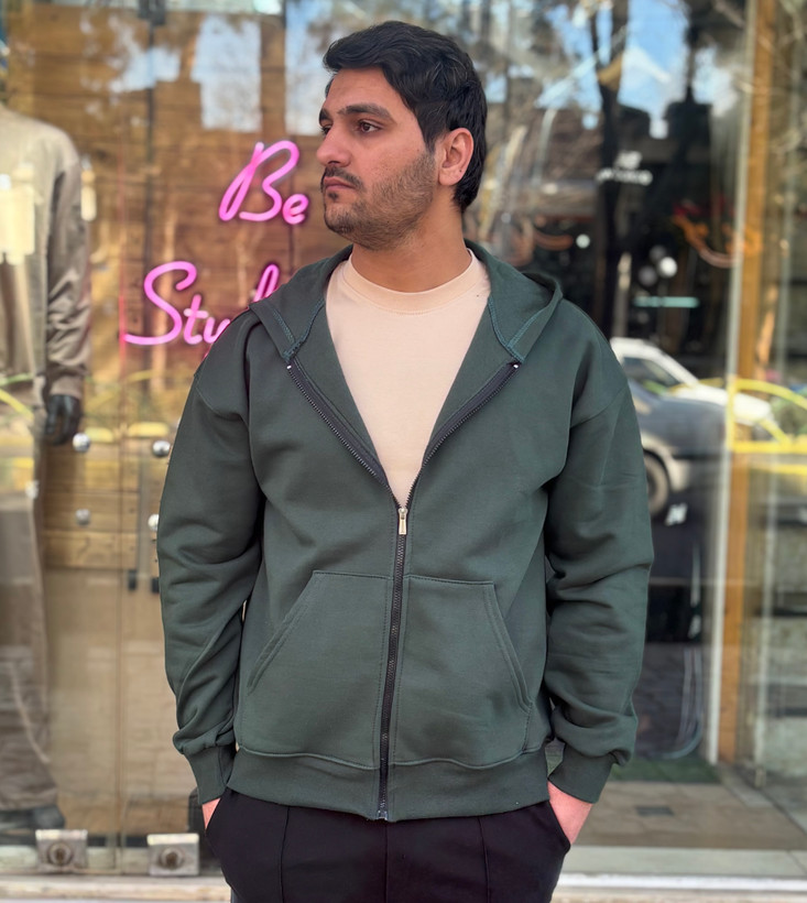 سویشرت جلو زیپ پنبه 3 نخ توکرکی بیسیک