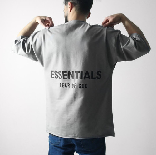 تیشرت دونخ لش پشت چاپ اسنشیال کثیف دوزی